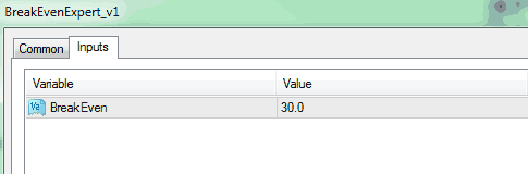 BreakEvenExpert_v1 Expert Advisor Trailing Stop